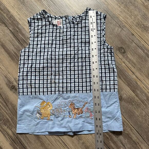 Vintage Disney Store Winnie The Pooh Classic Embroidered Jumper Gingham 7/8 READ - Picture 2 of 10